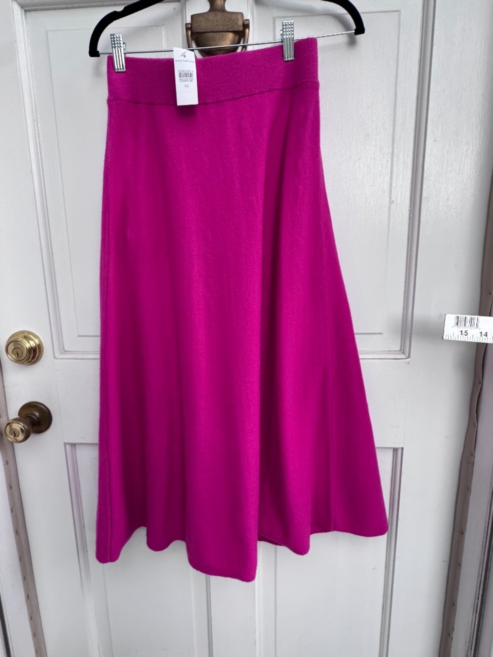 NWT Ann Taylor Weekend Ribbed Sweater Midi Skirt Pink XS Pull-On